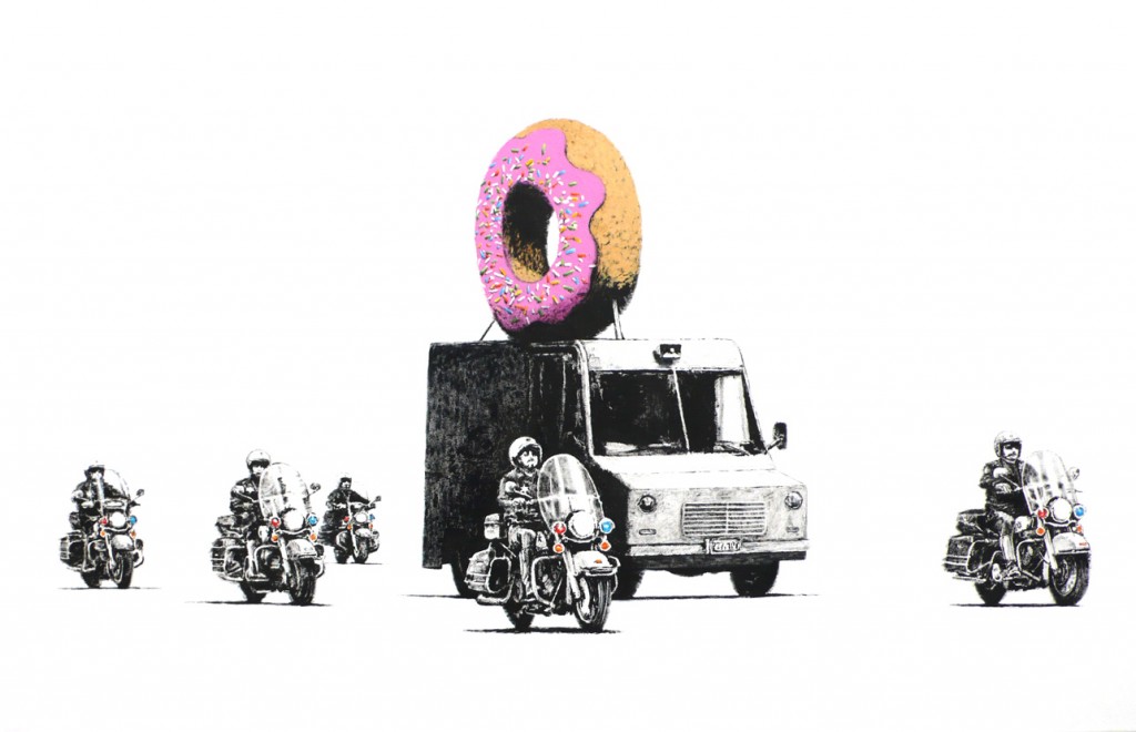 banksy-graffiti-police-escort-donut